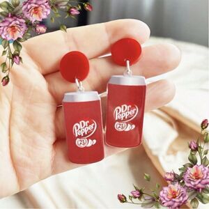 Acrylic Red Dr Pepper Bottle Earrings